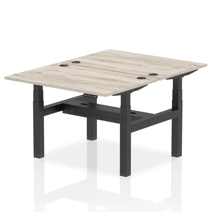 Air 2 Person Back-to-Back Height Adjustable Bench Desk – Grey Oak
