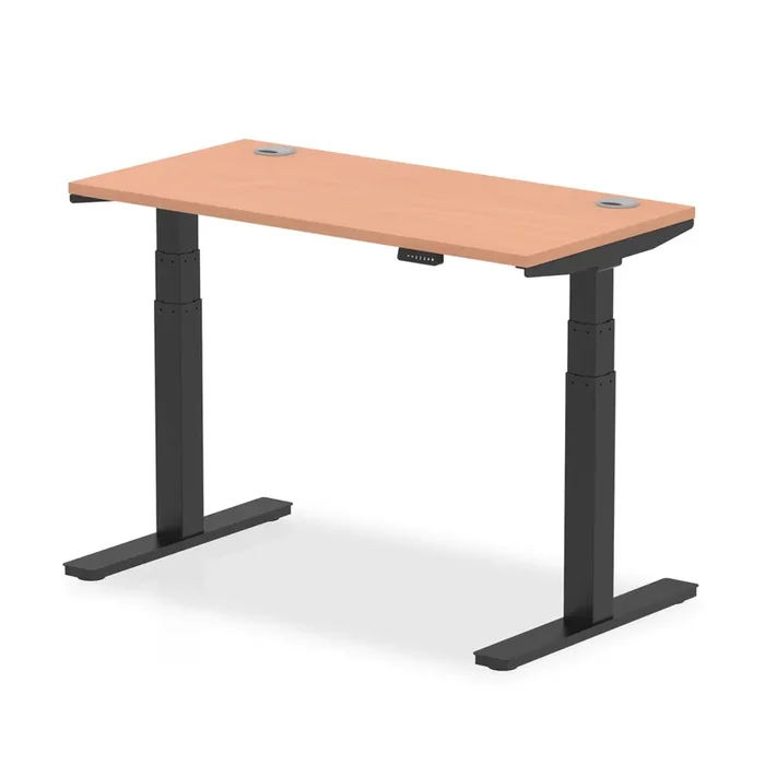 Air Slimline Height Adjustable Desk With Cable Ports – Beech
