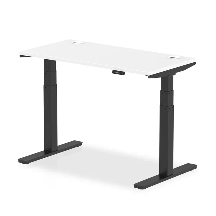 Air Slimline Height Adjustable Desk With Cable Ports – White