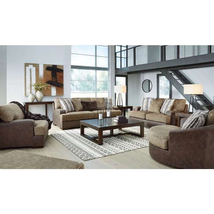 Alesbury – Chocolate – 5 Pc. – Sofa, Loveseat, Chair and a Half, Accent Chair, Ottoman