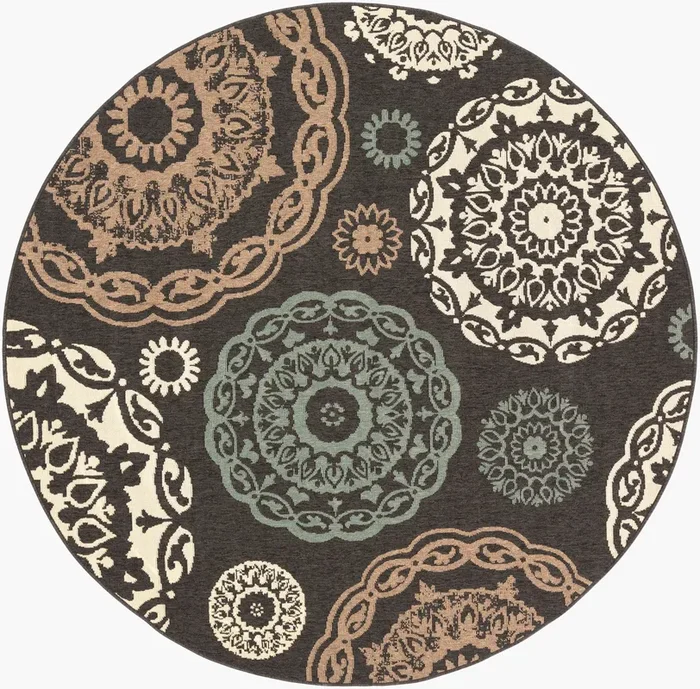Alfresco ALF-9668 7ft Round Machine Woven Indoor/Outdoor Area Rug
