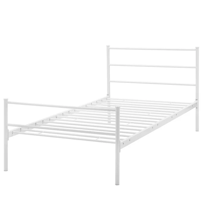 Alina Twin Platform Bed Frame, Twin Size, Metal Steel, White, 14435