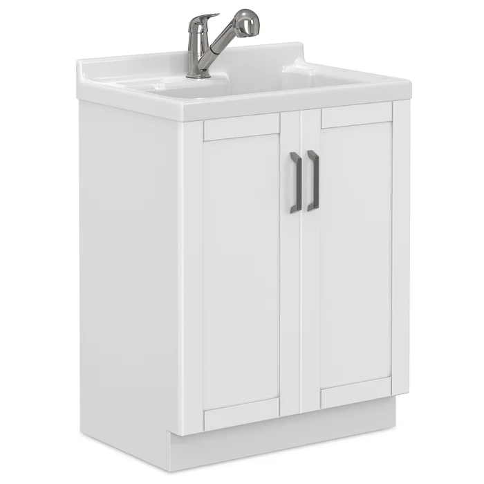 All-In-One 28-inch Laundry Utility Sink and Cabinet with ABS Sink