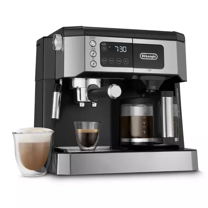 All-In-One Combination Coffee and Espresso Machine : 10-Cup, 15 Bars, Digital Timer, Black