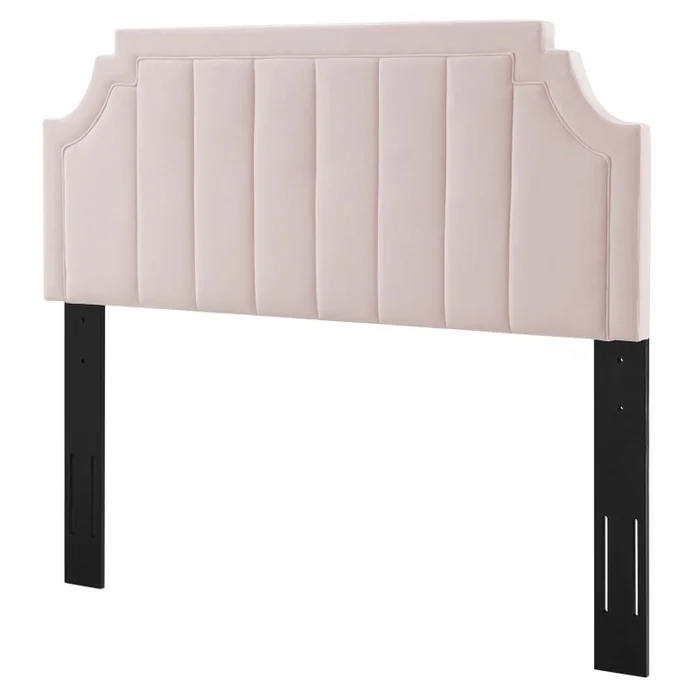Alyona Channel Tufted Performance Velvet Twin Headboard, Velvet, Pink, 22127