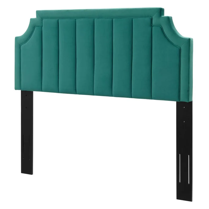 Alyona Channel Tufted Performance Velvet Twin Headboard, Velvet, Teal Blue, 22128