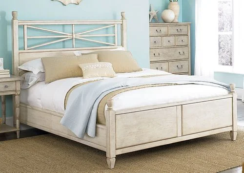 American Drew Americana Home Low Poster King Bed – Weathered White – 114-326WR