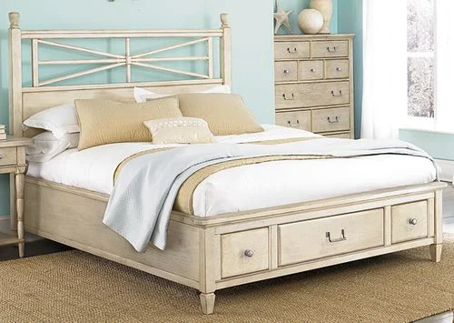 American Drew Americana Home Queen Platform Bed – Weathered White – 114-333WR