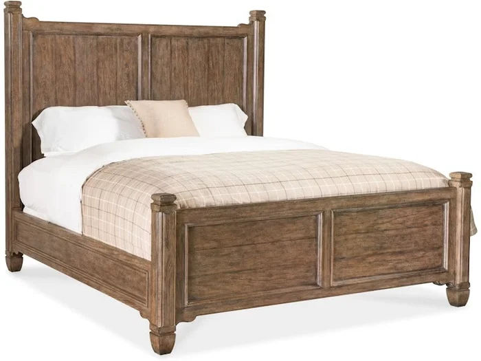 Americana California King Panel Bed – Medium Wood