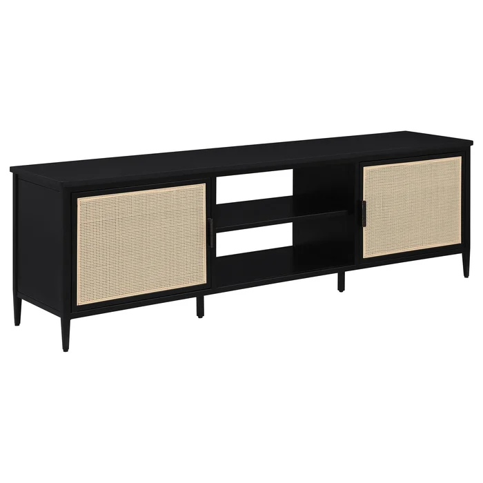 Amherst – 70″ 2-Door Metal TV Stand Media Console – Black