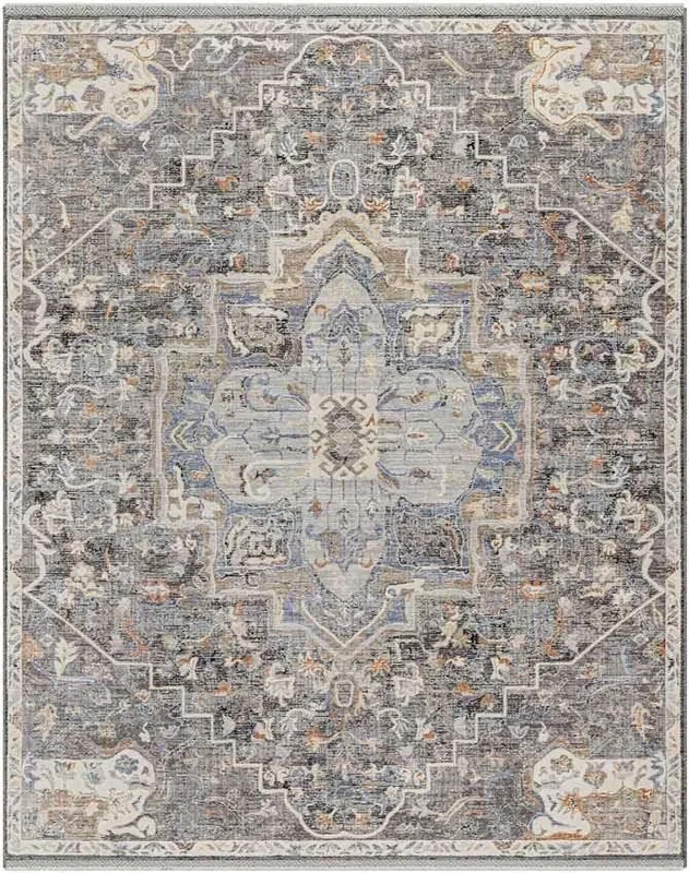 Amiee Traditional Black/Denim Area Rug