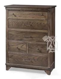 Amish Crafted Solid Oak Wood Cedar Lakes 6 Drawer Chest in Pebble Finish