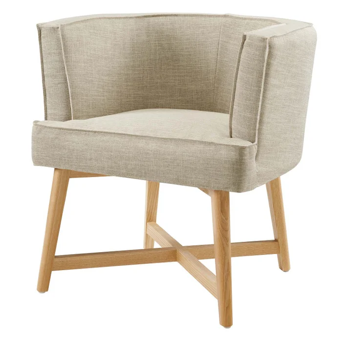 Anders Upholstered Fabric Accent Chair, Fabric, Wood, Beige, 18196