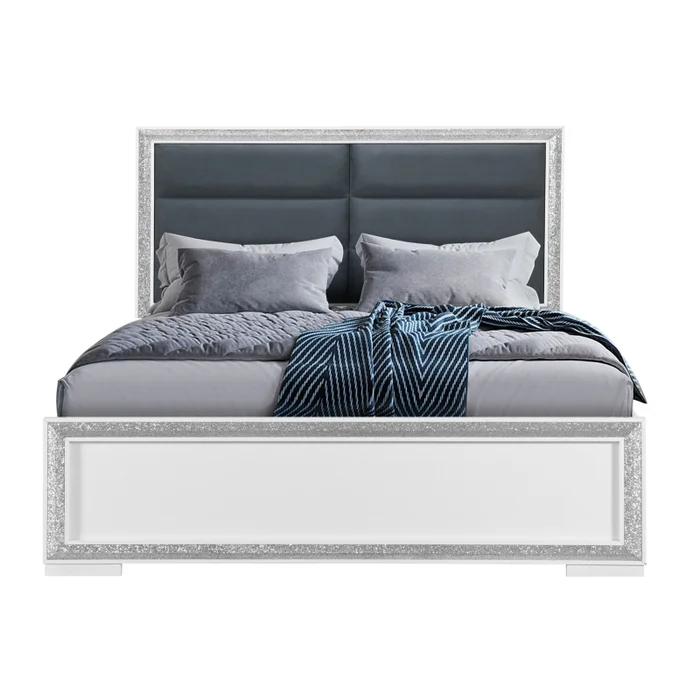 Andros – Queen Bed Headboard And Footboard – Silver