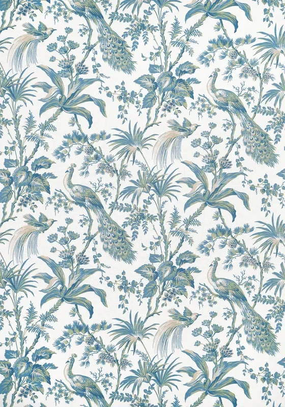 Anna French AF57830 PEACOCK TOILE Blue and Green Fabric