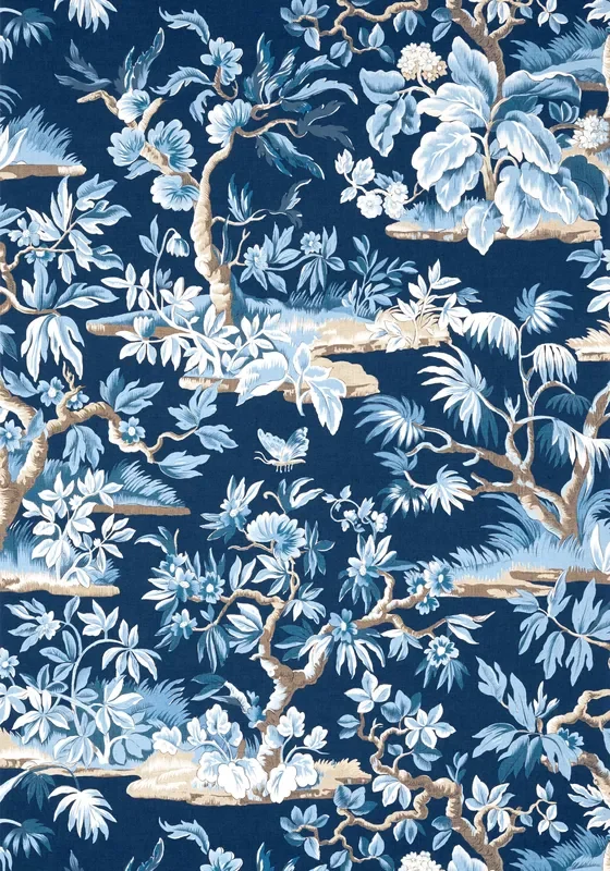 Anna French AT24563 ELWOOD Navy Wallpaper