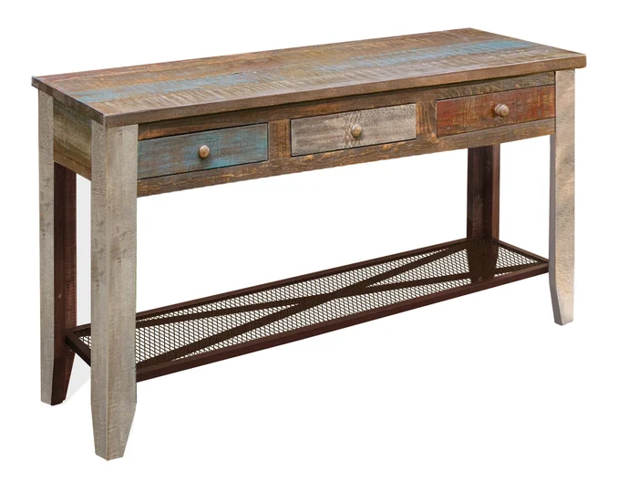 Antique – 3 Drawers Sofa Table – Multicolor