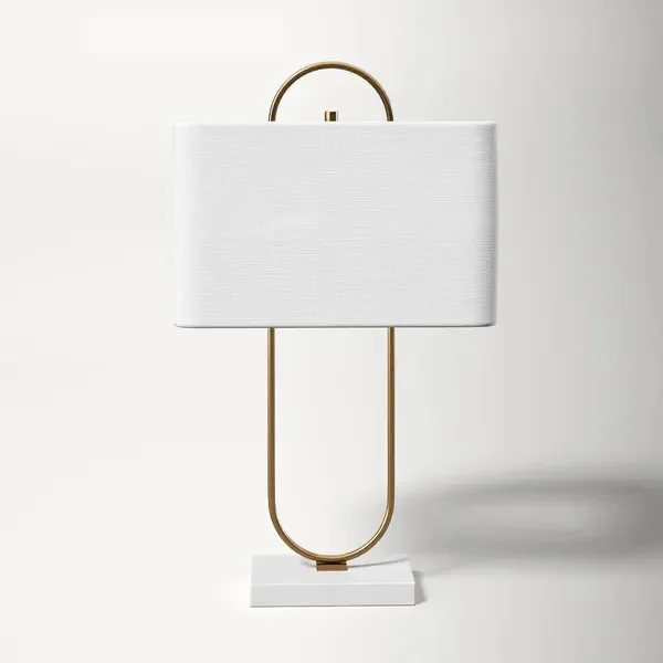 Arcade 30″ Brass/White Table Lamp