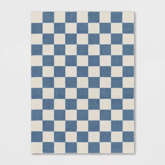 Area Kids’ Rug Checker Blue – 5’x7′
