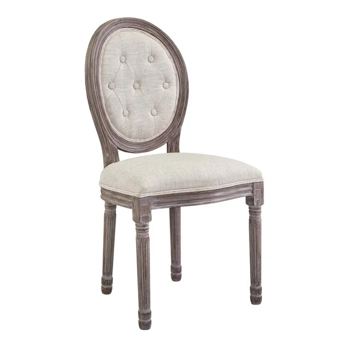 Arise Vintage French Upholstered Fabric Dining Side Chair, Fabric, Beige 13670