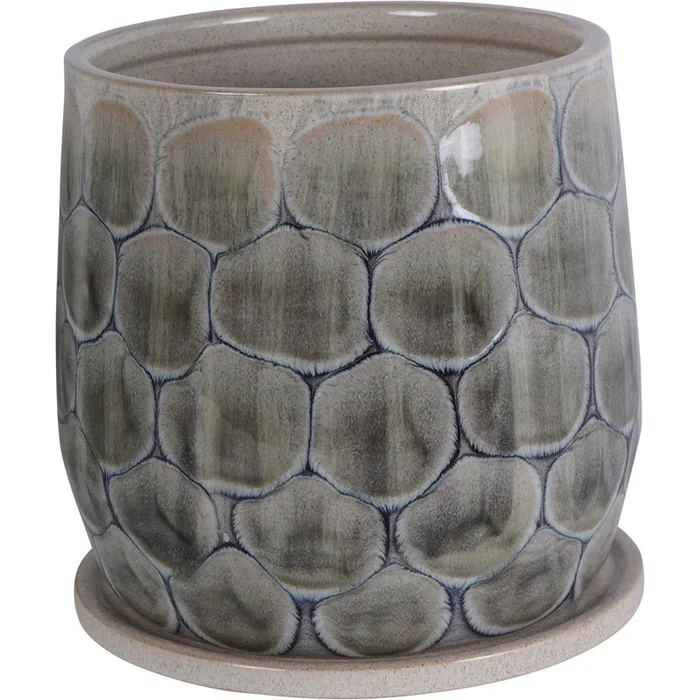 Armadillo Azure Ceramic Planter with Base Medium