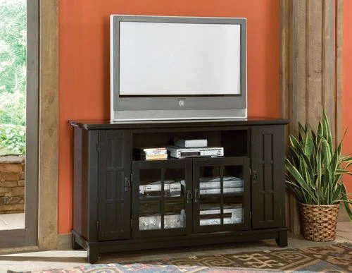 Arts and Crafts Entertainment Credenza in Ebony – Home Styles – 5181-10