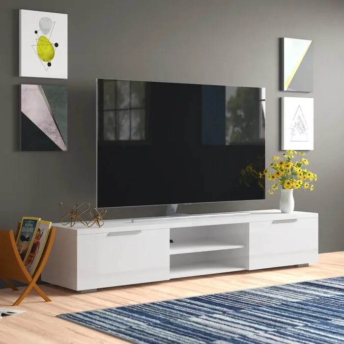 *AS IS* White High Gloss Ansel TV Stand for TVs up to 78″