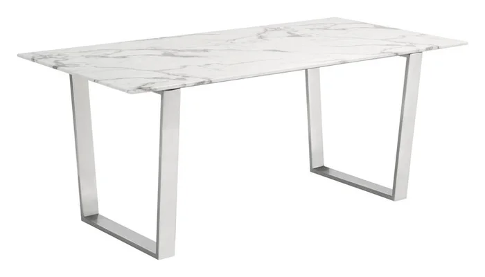 Atlas Dining Table Stone & Brushed Ss, Faux Marble