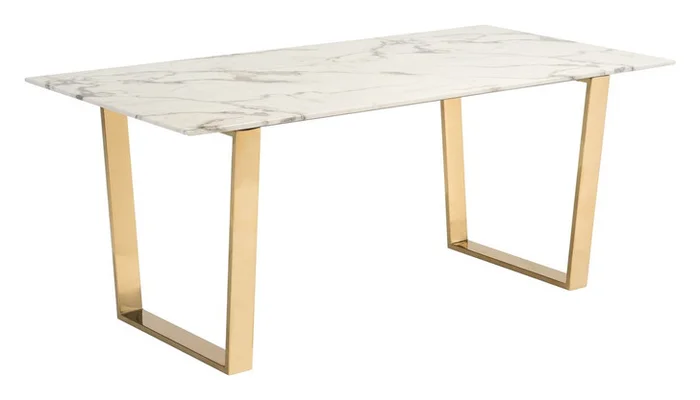 Atlas Dining Table Stone & Gold, Faux Marble