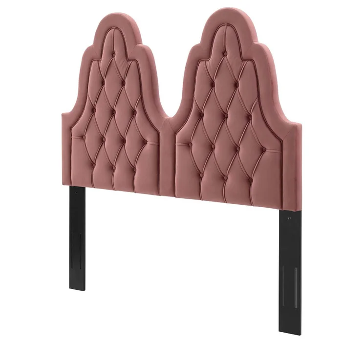 Augustine Tufted Performance Velvet Full/Queen Headboard, Velvet, Pink, 22303