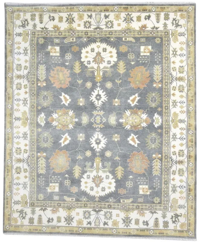 Aundrea Dark Grey Wool Rug 8′ X 10′ Persien Hand Knotted Oushak Oriental