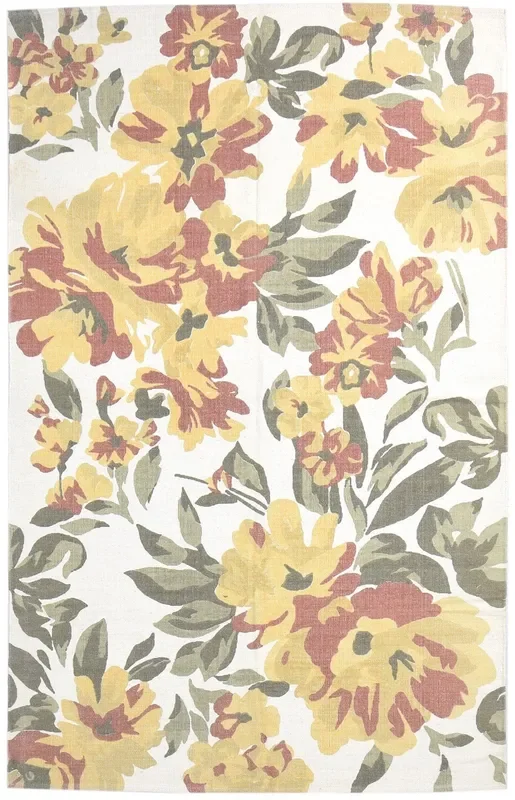 Austine Wool Beige Rug 5′ X 8′ Modern Dhurrie European Floral