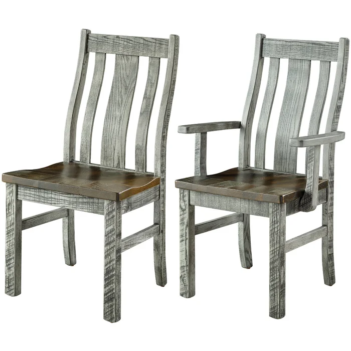 Azurite Glazed Rustic Reclaimed Oak Kitchen Chairs