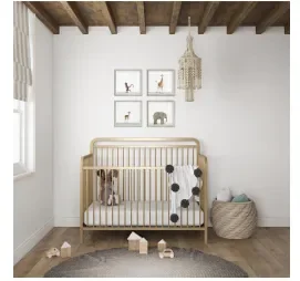 Baby Relax Juniper 4-in-1 Convertible Metal Crib, Gold KB582