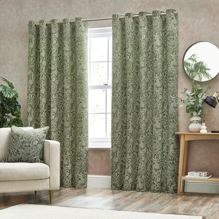 BALI 117X137 EYELET CURTAINS OLIVE