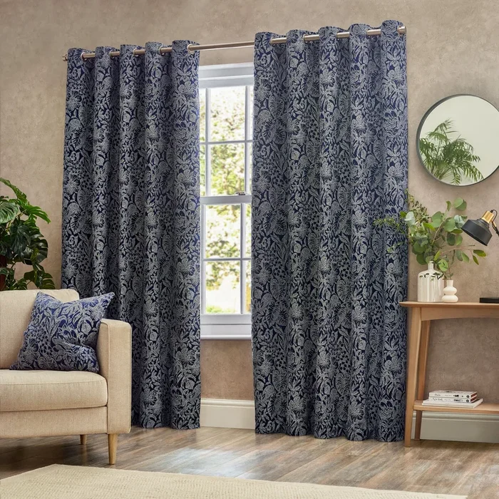 BALI 117X182 EYELET CURTAINS MIDNIGHT
