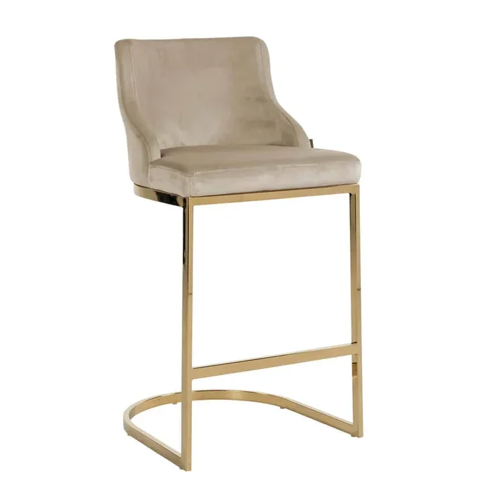 Bar stool Bolton khaki velvet / gold fire retardant (Quartz Khaki 903)- Richmond Interiors – Please message to discuss pricing & availability before purchase