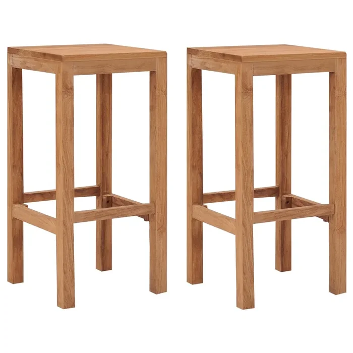 Bar Stools 2 Pcs Solid Teak Wood