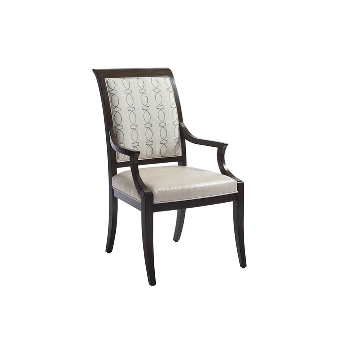 Barclay Butera Brentwood Kathryn Arm Chair Customizable Fabric 2212-11 and 5278-11 Black / Custom