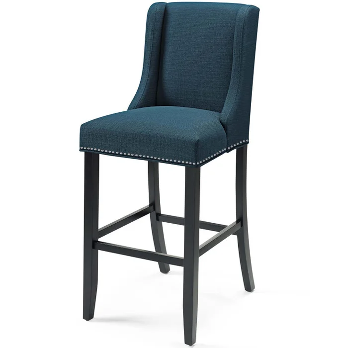 Baron Upholstered Fabric Bar Stool, Fabric, Wood, Navy Blue, 18325