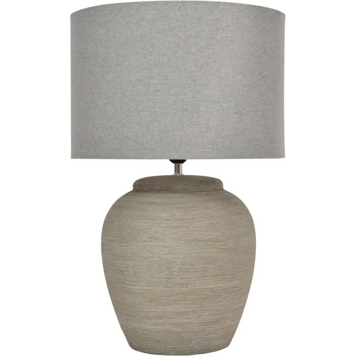Baslow Etched Grey Small Ceramic Lamp with Shade – E27 60W