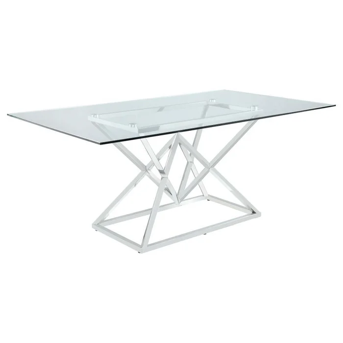 Beaufort – Rectangular Glass Top Dining Table – Chrome