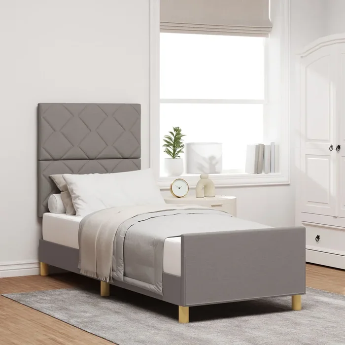 Bed Frame – Taupe Fabric, 80X200 Cm