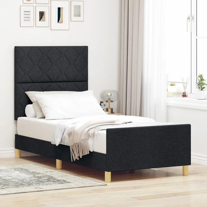 Bed Frame Black 100X200 Cm Fabric