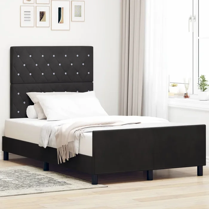 Bed Frame Black 120X200 Cm Velvet