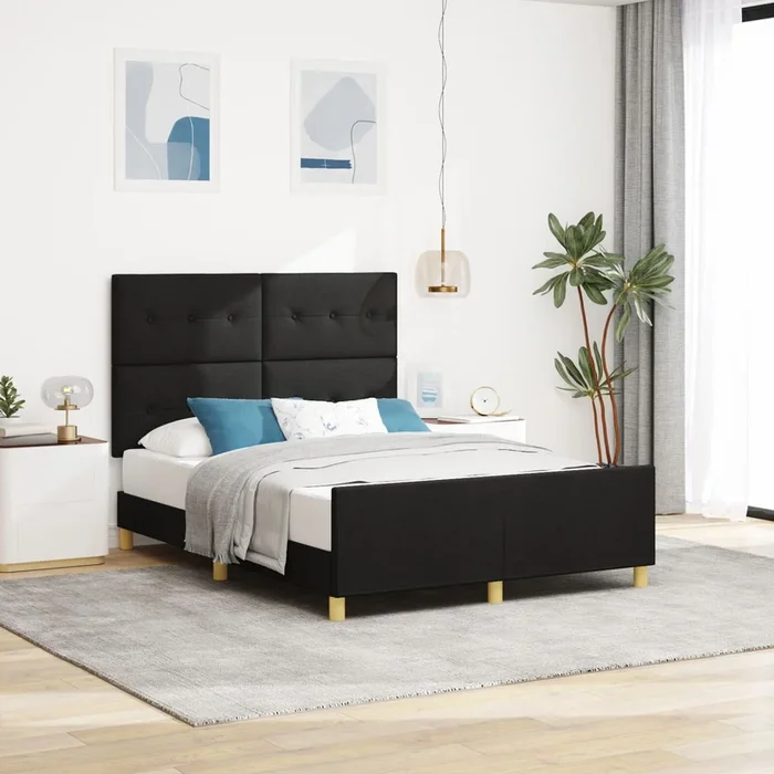 Bed Frame Black 140X190 Cm Fabric