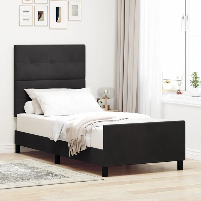 Bed Frame Black 80X200 Cm Velvet