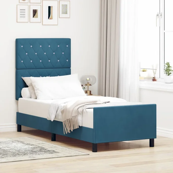 Bed Frame Dark Blue 80X200 Cm Velvet