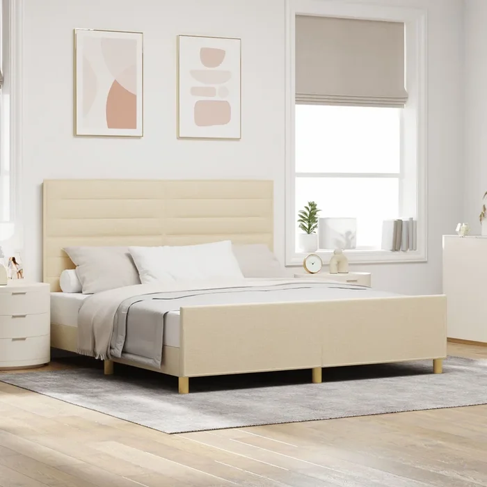 Bed Frame In Cream – 180X200 Cm Fabric