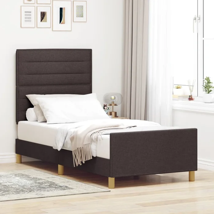 Bed Frame In Dark Brown, 80X200 Cm, Fabric